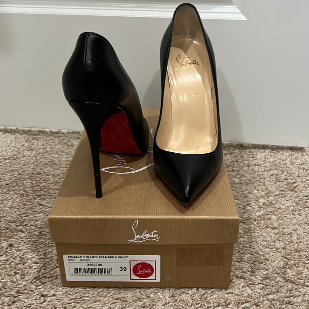 Beautiful Black Louboutin Heels. Pigalle Follies 100 Napa Shiny